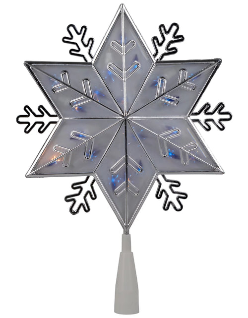 Load image into Gallery viewer, 10&quot; Silver Snowflake Lighted Christmas Tree Topper - Blue Lights
