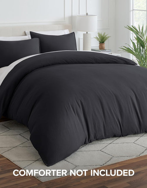 Load image into Gallery viewer, Washed Duvet Cover - Oversized Queen - Premium 1800 Collection Duvet Set - Cooling Duvet Cover - Super Soft Duvet Covers (Oversized Queen, Washed Black)
