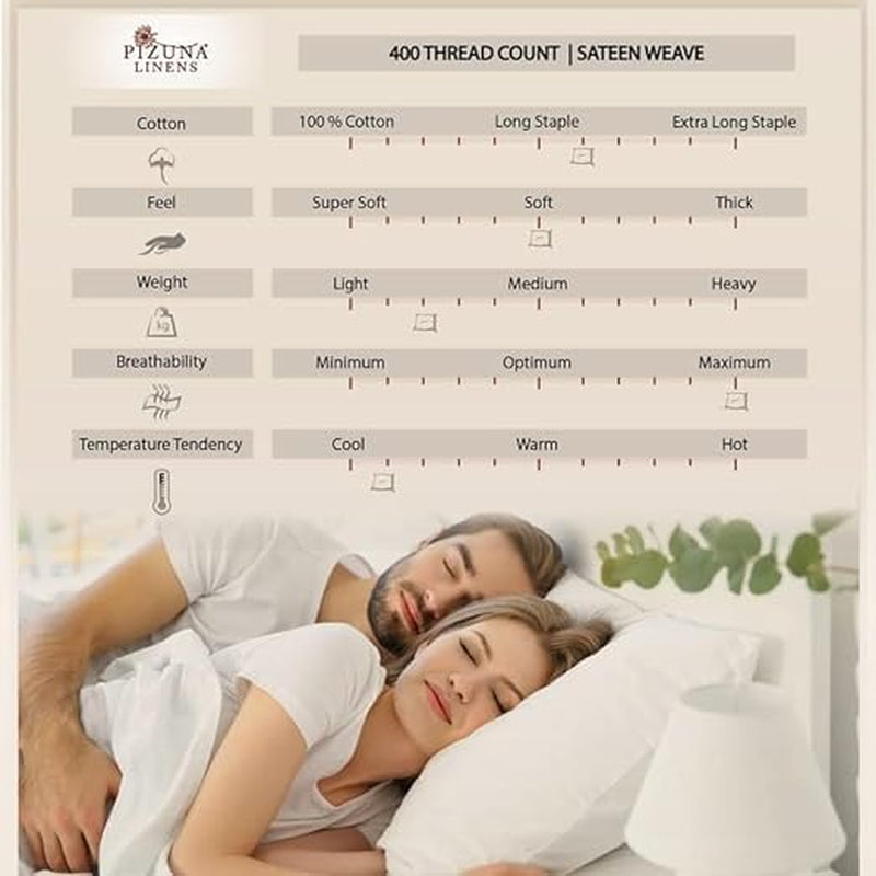 Cotton Queen Size Pillow Case Ivory, 400 Thread Count 100% Long Staple Combed Cotton Sateen Pillowcase, Cooling Pillow Covers with Stylish 4 Inch Hem (Ivory Queen Pillowcase Set of 2)