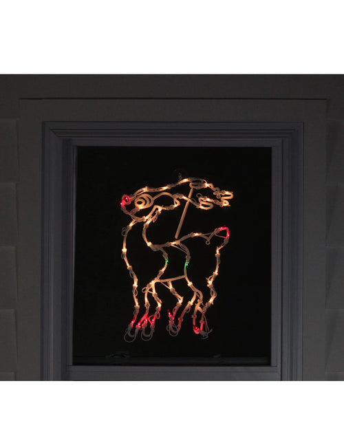 Load image into Gallery viewer, Lighted Reindeer Christmas Window Silhouette - 18&quot; - White - Multicolor Lights
