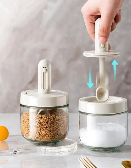 Load image into Gallery viewer, 1Pc Glass Seasoning Bottle with Telescopic Spoon Household Kitchen Salt Storage Box Leak Proof and Moisture-Proof
