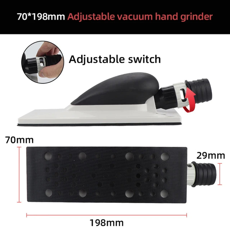 HIFESON Handheld Sander Manual Sandpaper Tool Sanding Block Dust Extraction Hand Polisher Grinding Machine for Metal Wood Work