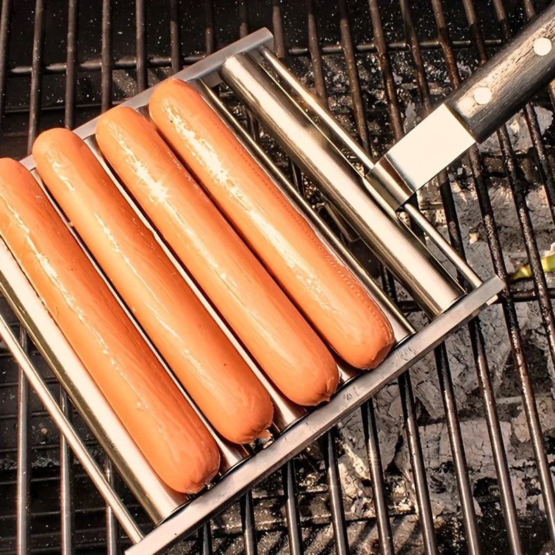 Barbecue Sausage Grilling Rack Roller BBQ Picnic Camping BBQ Hot Dog Grill Pan Home Kitchen Barbecue Grilling Accessories