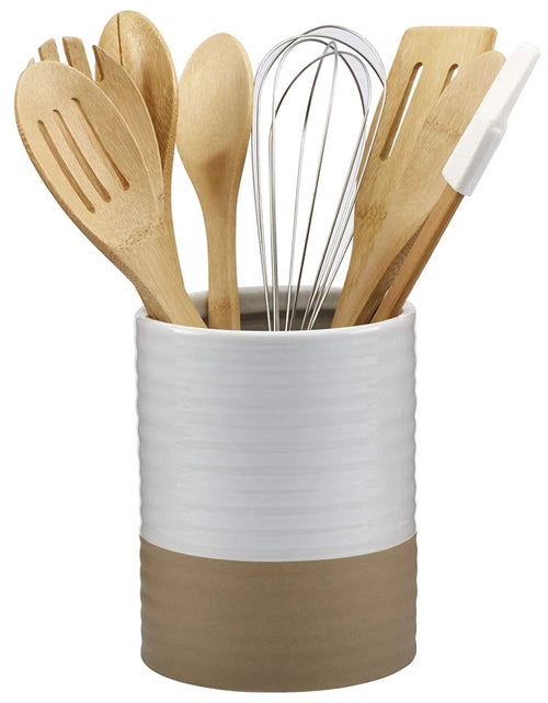 Load image into Gallery viewer, White Serveware Cooking Utensil Set with Utensil Crock
