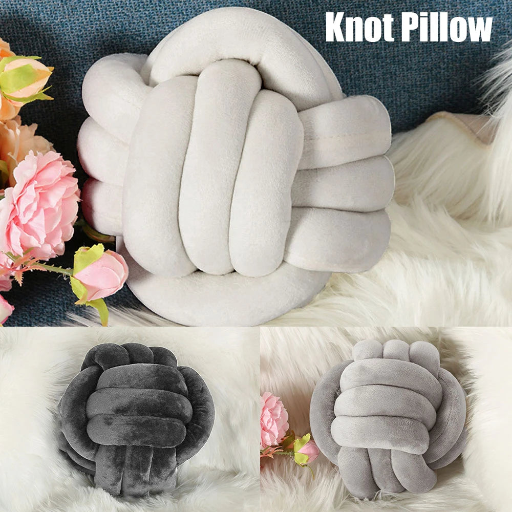 Knot Pillow Knot Ball Cushion 7.9'' Bedroom Decorative Cushion Soft Knot Ball Pillows Plush Pillow Throw Knotted Pillow Handmade