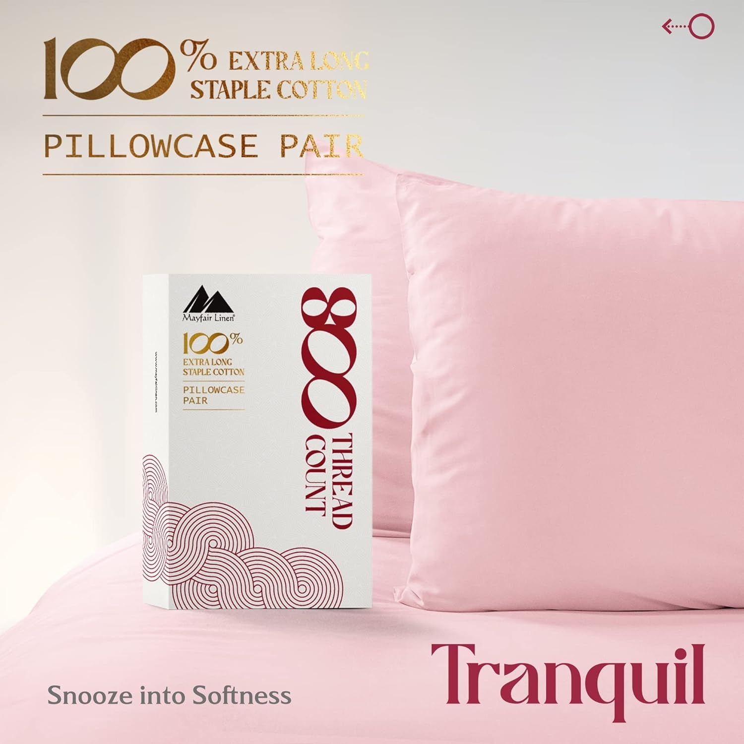 100% Egyptian Cotton Standard/Queen Size Pillow Cases Set of 2-800 Thread Count Pillow Cover - Soft, Breathable & Cooling Blush Pillowcases Set of 2 for Standard/Queen Pillows