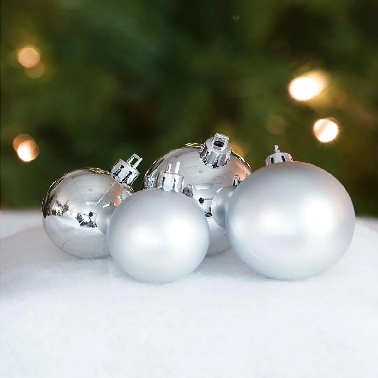 50Ct Shatterproof Shiny and Matte Christmas Ball Ornament Set 2" - Silver