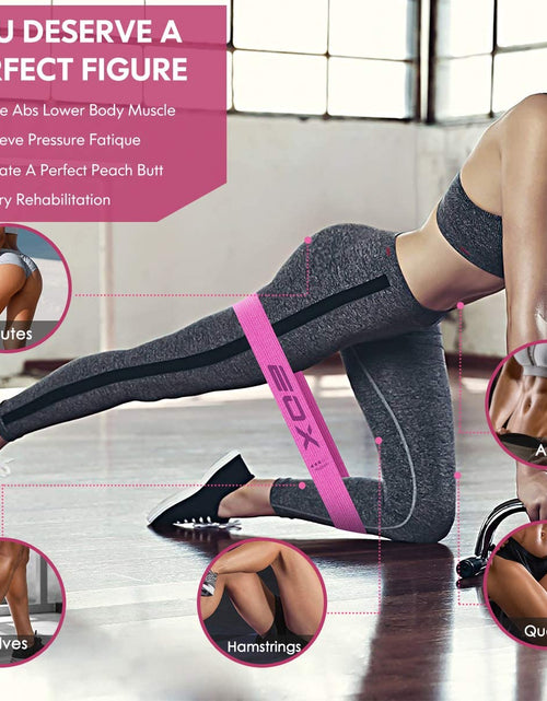 Load image into Gallery viewer, Exercise Resistance Fabric Loop Bands, Non-Slip Resistance Workout Bands for Legs &amp; Butt and Glutes, 5 Resistance Levels Hip Training Bands (Pink)
