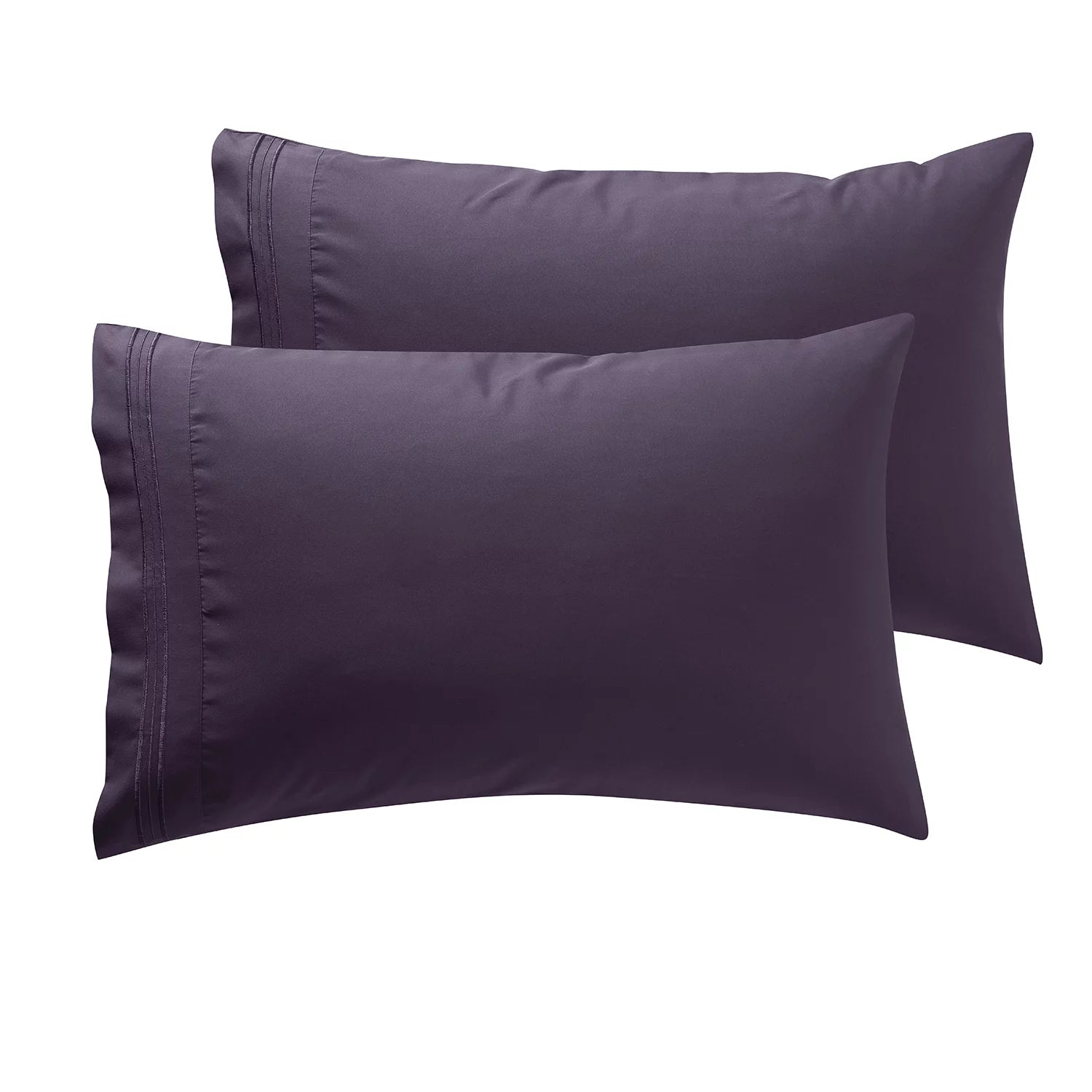 Pillowcases Premier 1800, Luxury Soft Microfiber Pillow Case Sleep Covers, King Size (20"X 40"), Pillow Case Set of 2 Pieces, Purple Eggplant