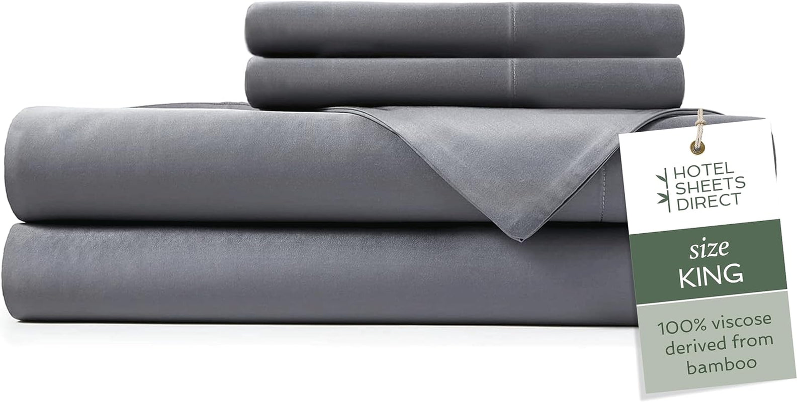 100% Viscose Derived from Bamboo Sheets King Size - Cooling Bed Sheets with 2 Pillowcases 