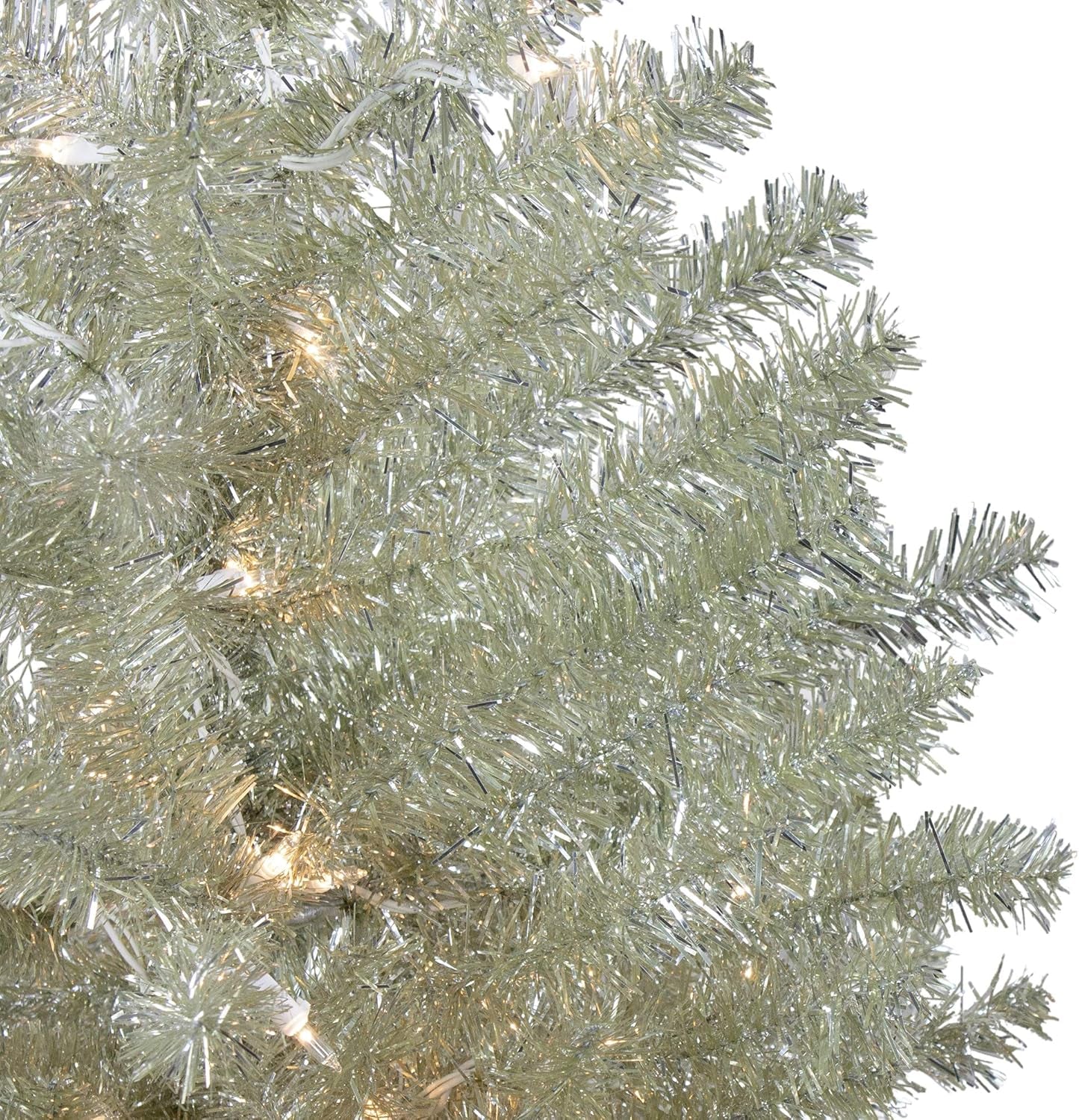 4.5' Soft Metallic Champagne Artificial Tinsel Christmas Tree - Clear Lights