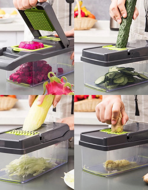 Load image into Gallery viewer, Vegetable Chopper 16 in 1 with Slicing Container 8 Blades Sink ABS and Stainless Steel Kitchen Accessories
