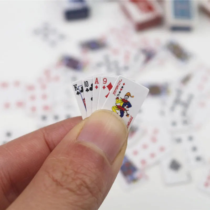 Funny Cute Mini Playing Cards Poker Games Super Small Cards Spoof Gifts Travel Toys Prank Props Dollhouse Miniature Poker Card