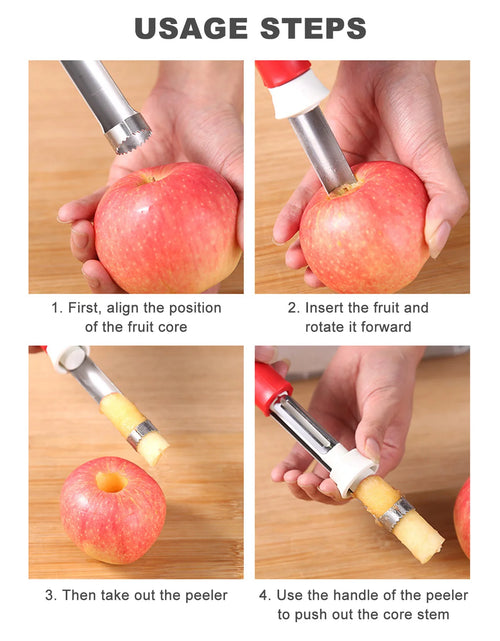 Load image into Gallery viewer, 2 in 1 Fruit Corers Peeler Stainless Steel Handheld Fruit Core Extractor Reusable Multifunctional Fruit Peeling Tool for Kitchen
