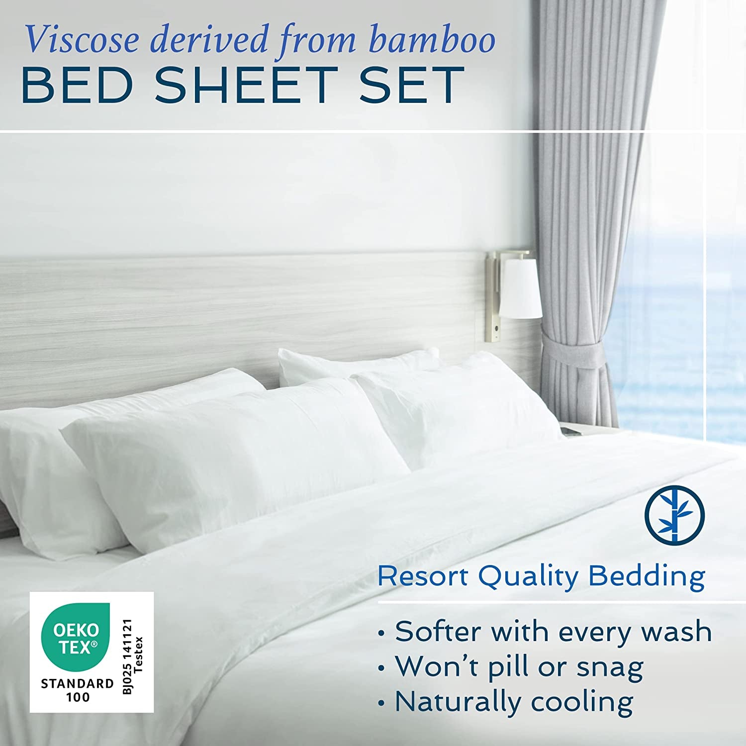 100% Viscose Derived from Bamboo Sheets Full - Cooling Luxury Bed Sheets W Deep Pocket - Silky Soft - Navy Blue