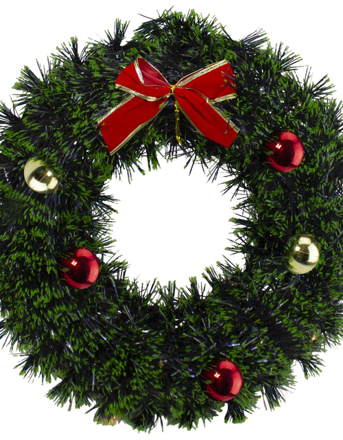 Load image into Gallery viewer, 17-Inch Green Tinsel Artificial Christmas Wreath with Bow - Unlit
