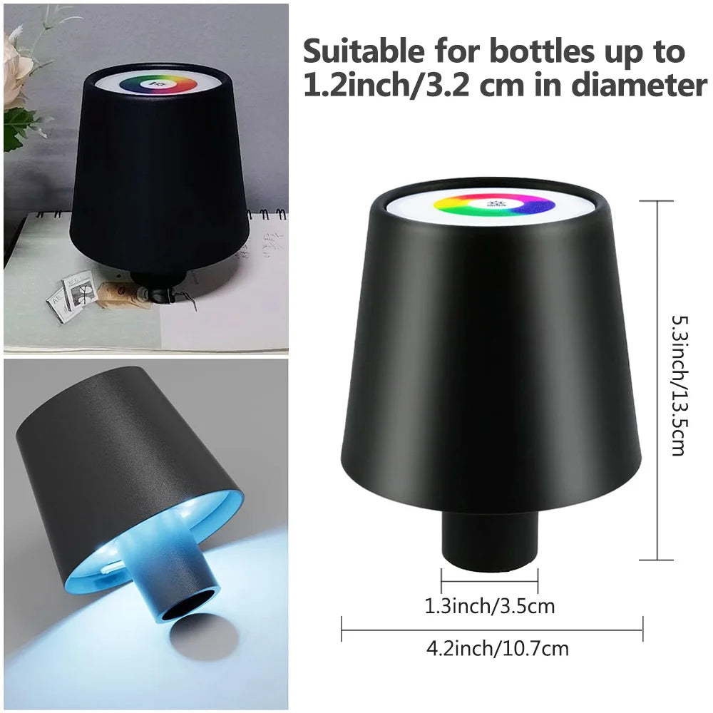 Portable Dimmable Wine Bottle Lamp Touch Wireless Desk Lamps 4000Mah Rechargeable LED Table Lamp RGB Atmosphere Night Lights Bar