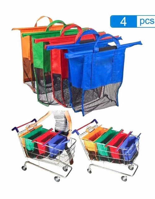 Load image into Gallery viewer, 4Pcs/Set Foldable Cart Trolley Supermarket Shopping Storage Bags Reusable Eco-Friendly Grocery Shop Handbag Nonwovens Tote Bag
