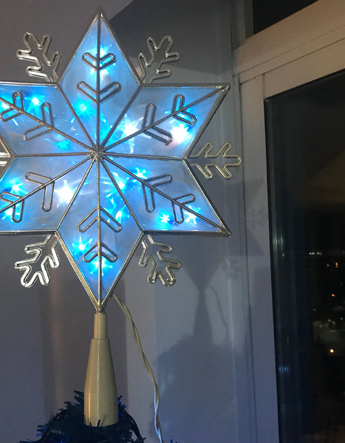 Load image into Gallery viewer, 10&quot; Silver Snowflake Lighted Christmas Tree Topper - Blue Lights
