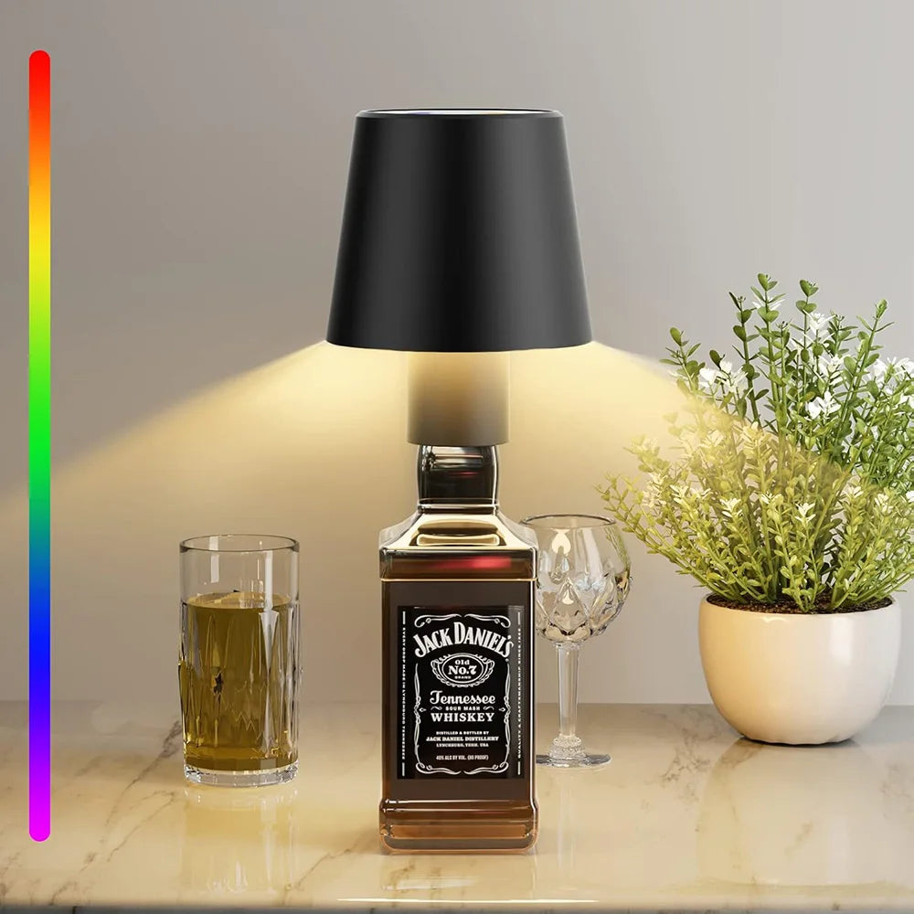 Portable Dimmable Wine Bottle Lamp Touch Wireless Desk Lamps 4000Mah Rechargeable LED Table Lamp RGB Atmosphere Night Lights Bar