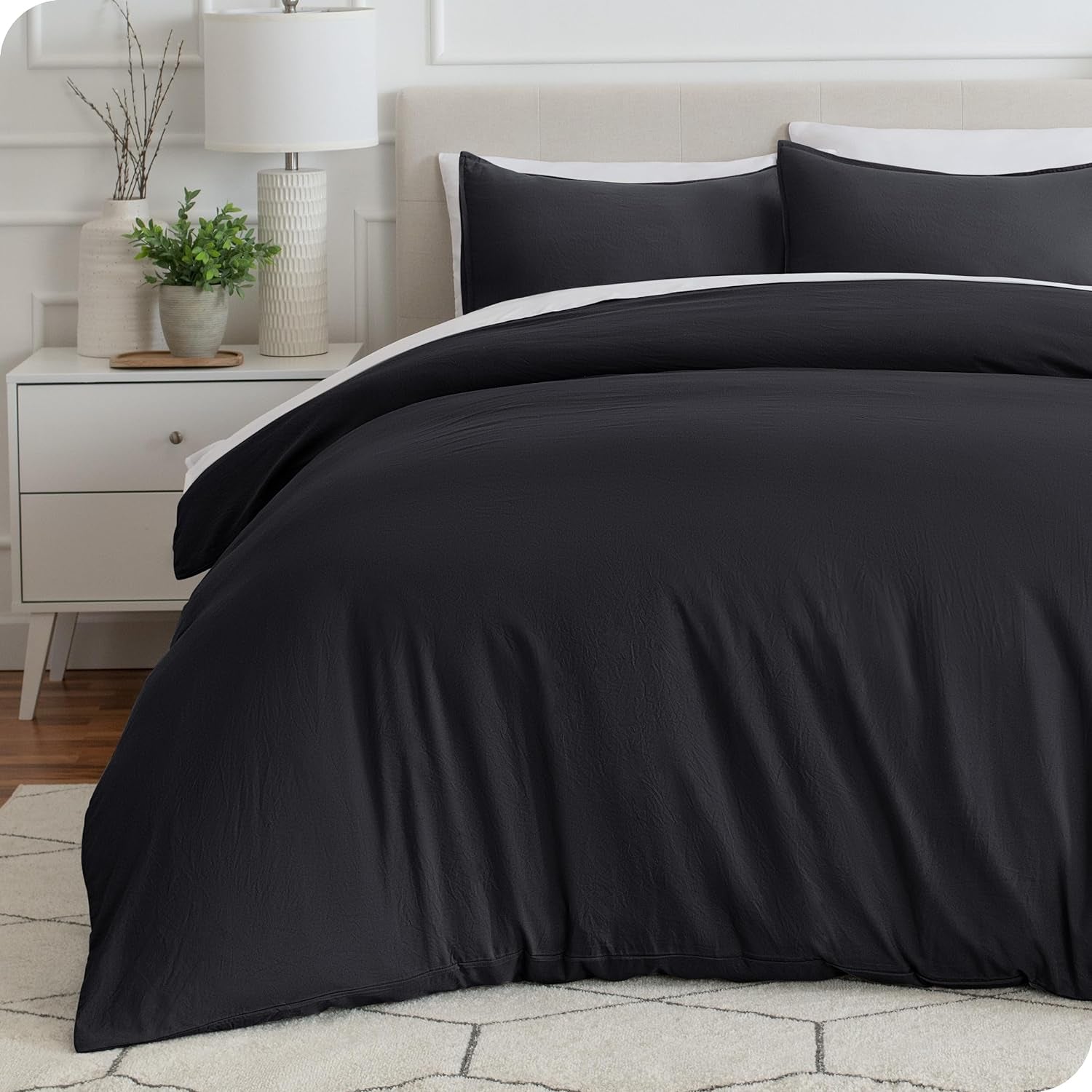 Washed Duvet Cover - Oversized Queen - Premium 1800 Collection Duvet Set - Cooling Duvet Cover - Super Soft Duvet Covers (Oversized Queen, Washed Black)