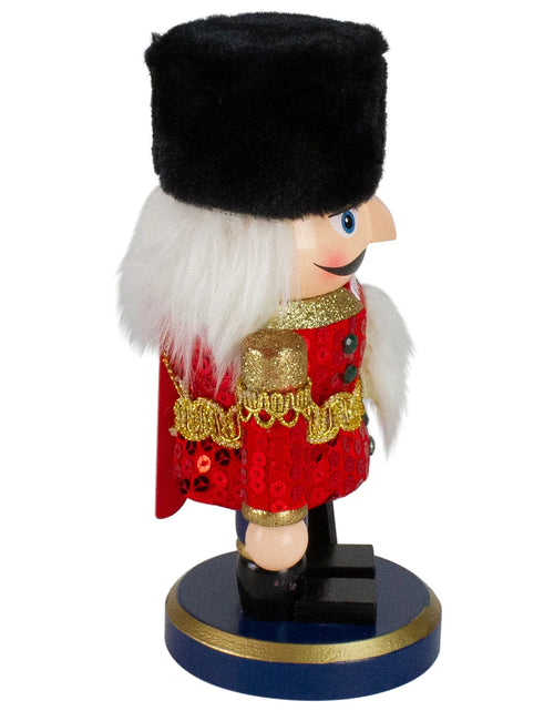 Load image into Gallery viewer, 7.25&quot; Red and Blue Chubby Wooden Christmas Nutcracker Soldier with Rifle
