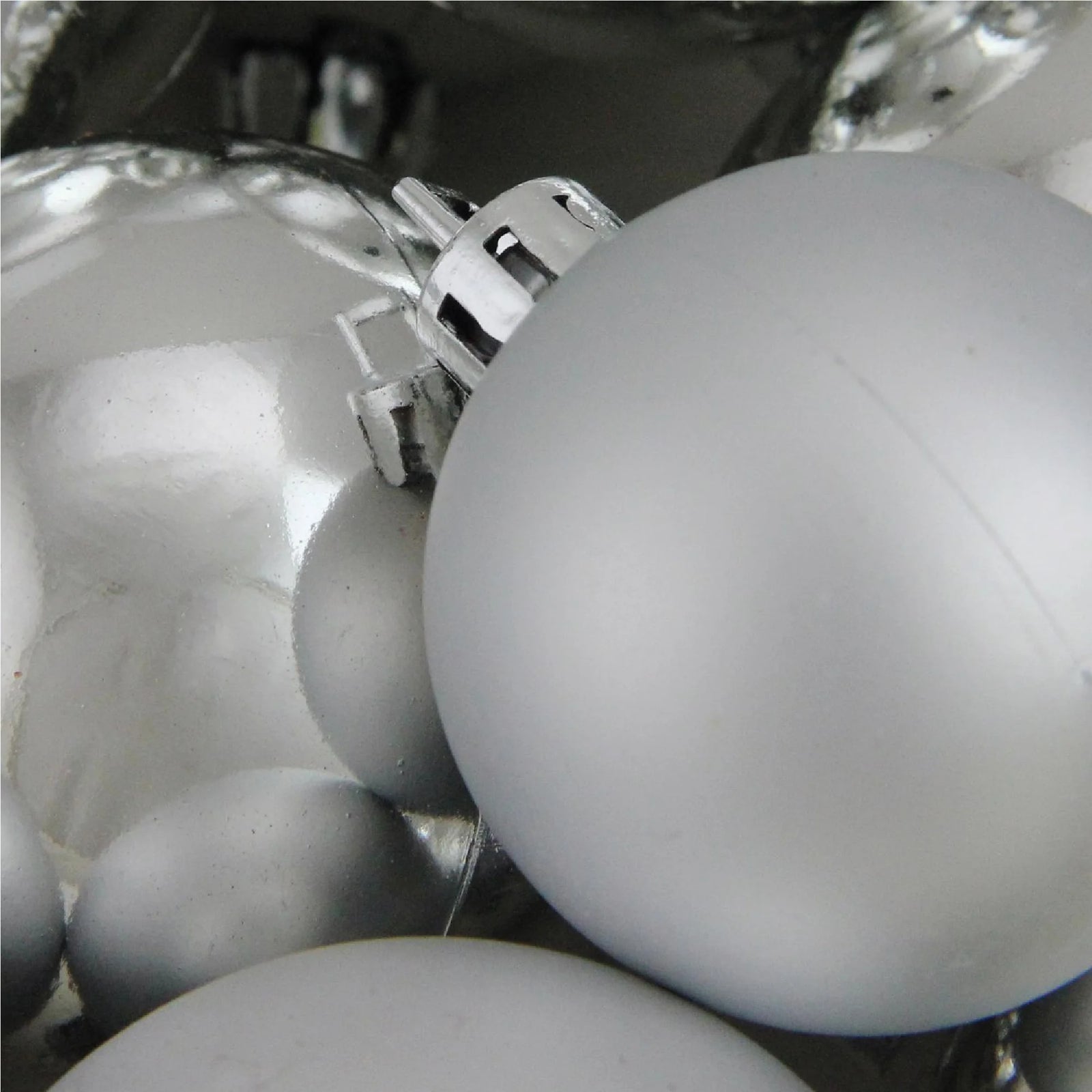 50Ct Shatterproof Shiny and Matte Christmas Ball Ornament Set 2" - Silver