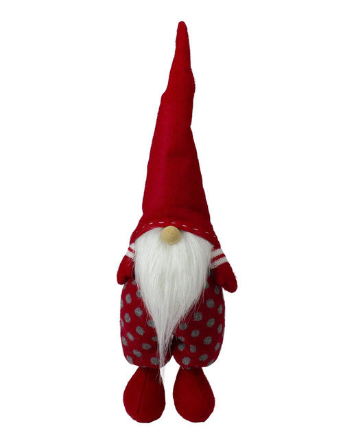 Load image into Gallery viewer, Standing Santa Polka Dot Gnome Christmas Figurine - 16&quot; - Red and Gray
