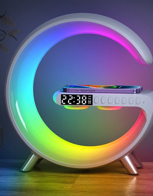 Load image into Gallery viewer, Multifunctional Wireless Charger Alarm Clock Speaker APP Control RGB Night Light Charging Station for Iphone 11 12 13 14 Samsung
