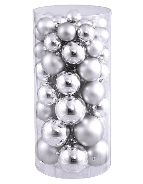 Load image into Gallery viewer, 50Ct Shatterproof Shiny and Matte Christmas Ball Ornament Set 2&quot; - Silver
