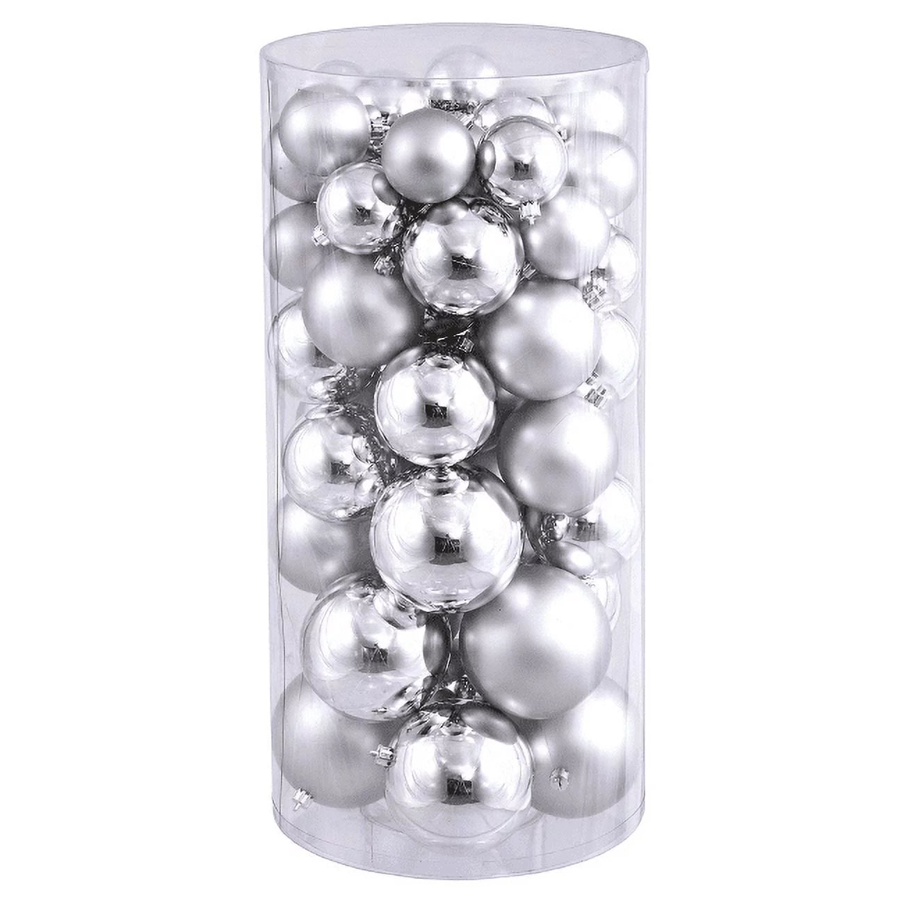 50Ct Shatterproof Shiny and Matte Christmas Ball Ornament Set 2" - Silver